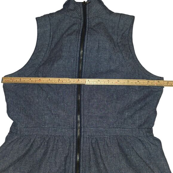 Tulle Brand Womens Small Dress Denim Mini Pockets Belt Pattern Lining Classy - Picture 13 of 16